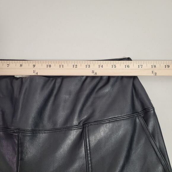 Joie Women's Black Faux Leather High Waist Cropped Straight Leg Pants Pull-On XL - Picture 5 of 8